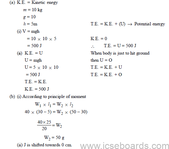 ICSE Class 10 For Physics Question Paper Solved 2019