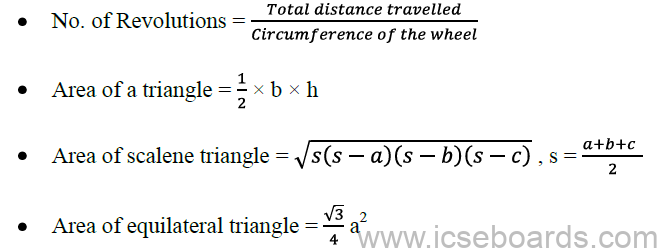 Mathematics Formulas ICSE Class 10 Chapter Wise