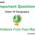 Definitions From Topo Maps ICSE Class 10 Geography