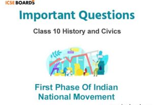 First Phase of Indian National Movement ICSE Class 10 Questions