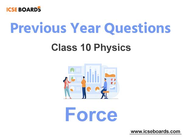 Previous Year Questions ICSE Class 10 Physics Force