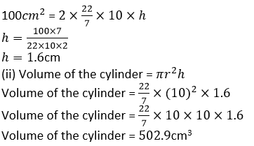 Selina ICSE Class 10 Maths Solutions Chapter 20 Cylinder Cone And Sphere Surface Area Volume